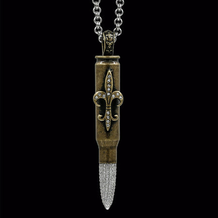 Couture Tarnished Brass "Fleur De Lys" - Clear Swarovski