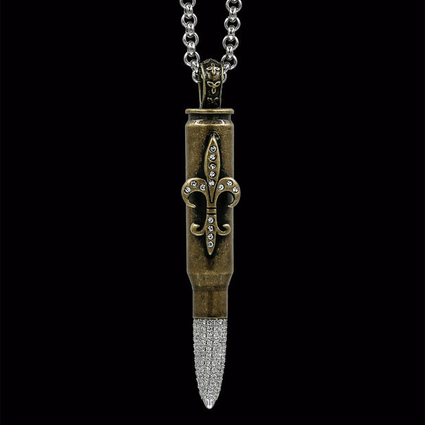 Couture Tarnished Brass "Fleur De Lys" - Clear Swarovski