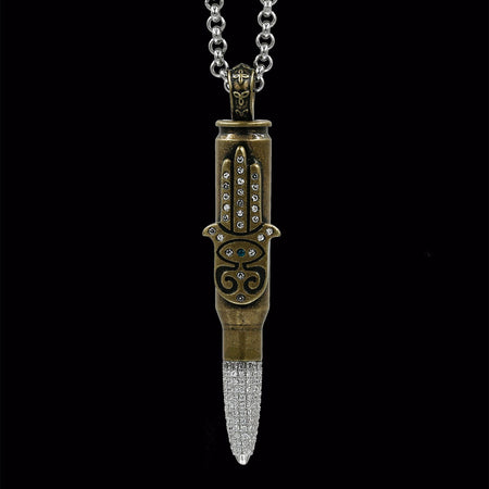 Couture Tarnished Brass "Hamsa" - Clear Swarovski