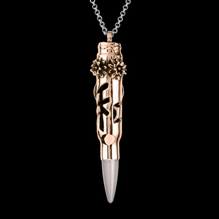 bullet peace, peace pendant, tattoo jewelry, piercing jewelry, rosegold pendant,