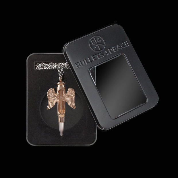 Engraved Rose Gold "Guardian Angel Wings" - Stainless Tip