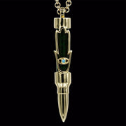 Healing Hamsa on Jade Stone - Gold