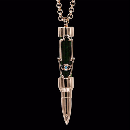 Healing Hamsa on Jade Stone - Rose Gold
