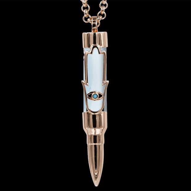 Healing Hamsa on Moonstone - Rose Gold