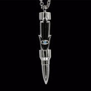 Healing Hamsa on Obsidian Stone - Silver