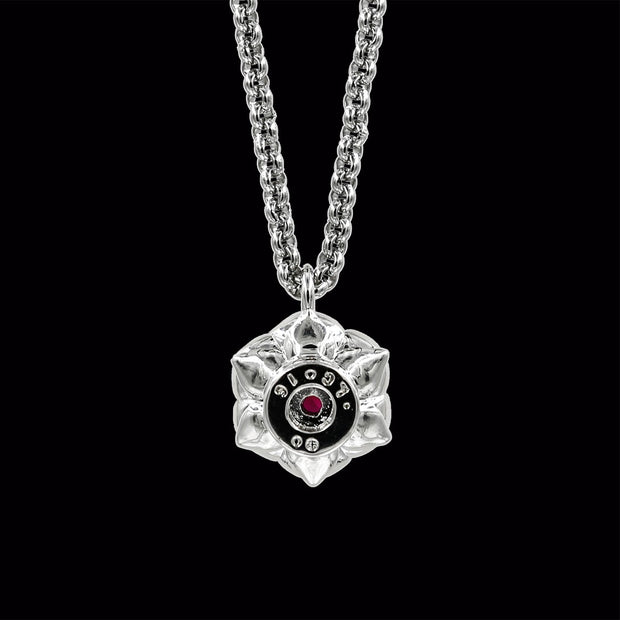Silver Lotus Flower with Ruby