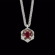 Silver Lotus Flower with Ruby