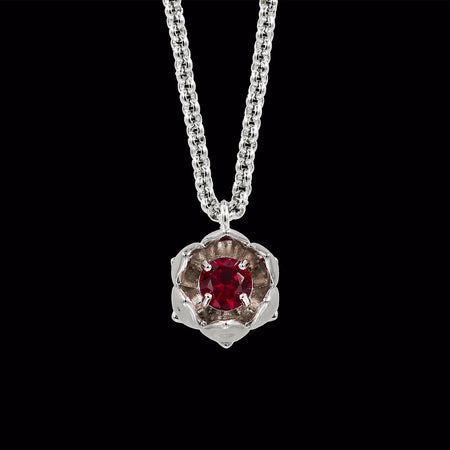 Silver Lotus Flower with Ruby