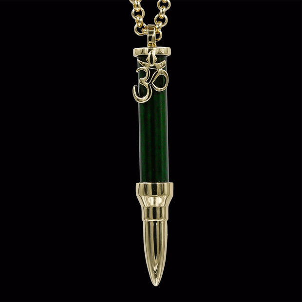 Healing Om on Jade Stone - Gold