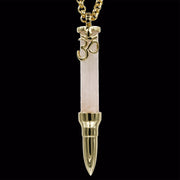 Healing Om on Rose Quartz Stone - Gold
