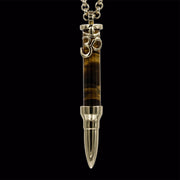 Healing Om on Tiger Eye Stone - Gold