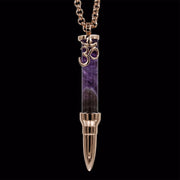 Healing Om on Amethyst Stone - Rose Gold