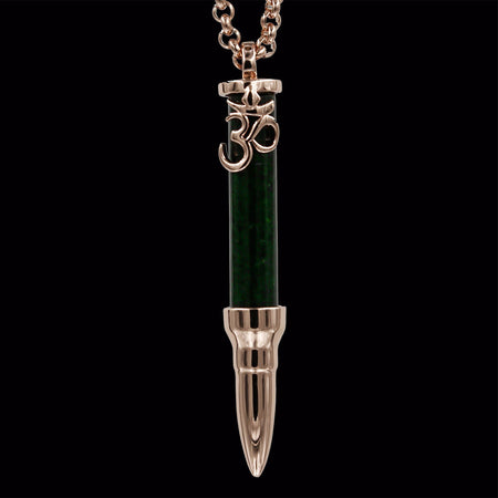 Healing Om on Jade Stone - Rose Gold