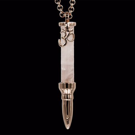 Healing Om on Rose Quartz Stone - Rose Gold
