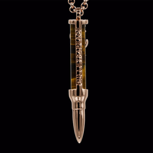 Healing Om on Tiger Eye Stone - Rose Gold