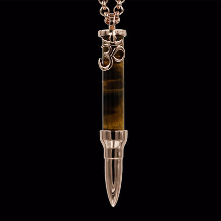 Healing Om on Tiger Eye Stone - Rose Gold