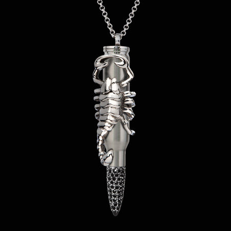 scorpion bullet, stainless steel scorpion, peace scorpion, scorpion pendant, scorpion necklace, bullet jewelry, bullets 4 peace,