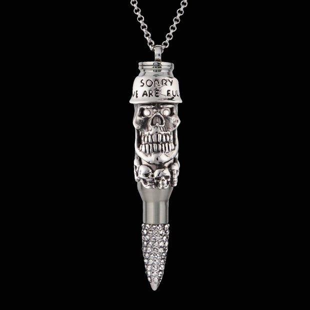 skull jewelry, skull bullet, stainless steel skull, soldier pendant,