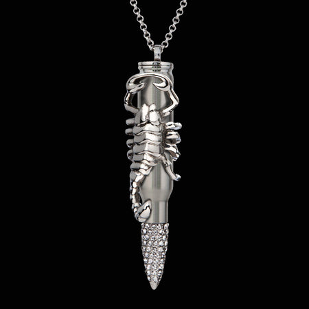scorpion bullet, stainless steel scorpion, peace scorpion, scorpion pendant, scorpion necklace, bullet jewelry, bullets 4 peace,