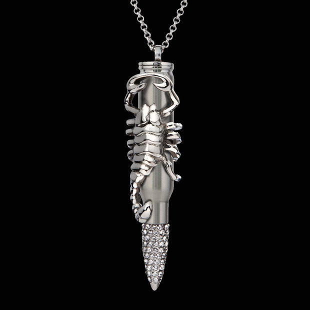 scorpion bullet, stainless steel scorpion, peace scorpion, scorpion pendant, scorpion necklace, bullet jewelry, bullets 4 peace,