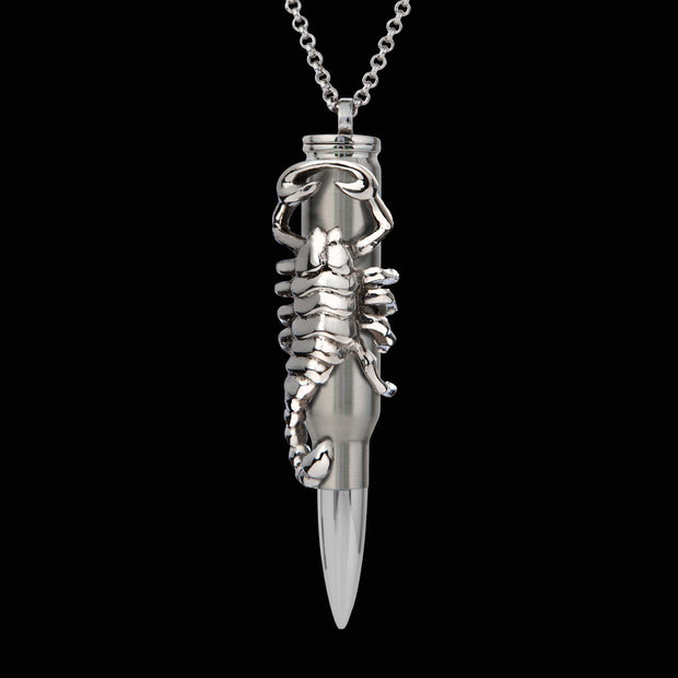 scorpion bullet, stainless steel scorpion, peace scorpion, scorpion pendant, scorpion necklace, bullet jewelry, bullets 4 peace,