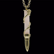 Healing Rose on Rose Quartz Stone - Gold