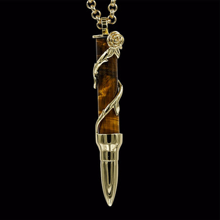 Healing Rose on Tiger Eye Stone - Gold
