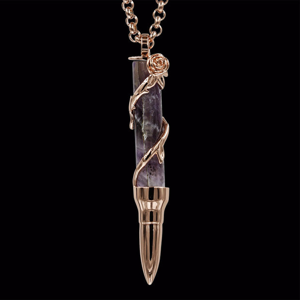 Healing Rose on Amethyst Stone - Rose Gold