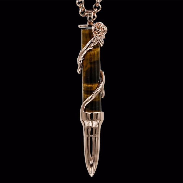 Healing Rose on Tiger Eye Stone - Rose Gold