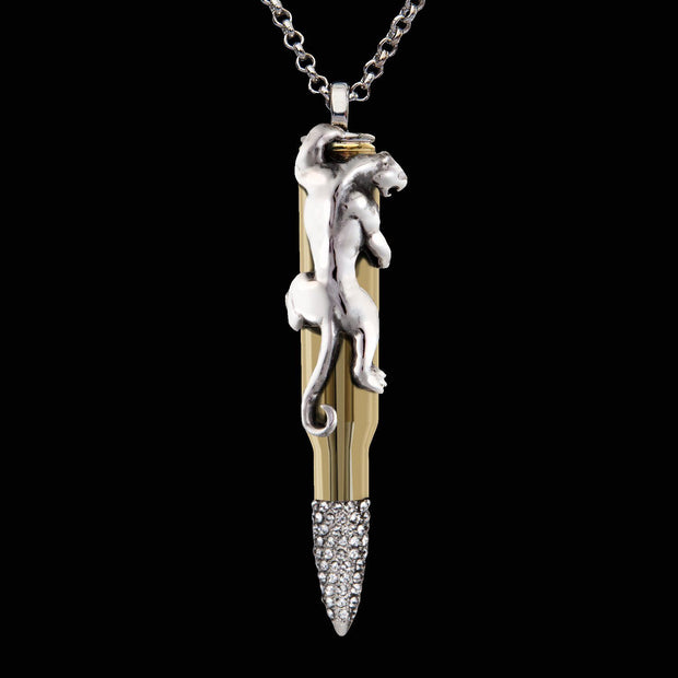swarovski panther, stainless steel panther, panther bullet, jungle jewelry, panther pendant, panther necklace, bullet jewelry, bullets 4 peace, bullet pendant, bullet gift, bullet swarovski,