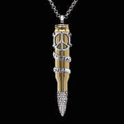 swarovski peace, peace pendant, peace necklace, peace accessories, let peace out, bullet jewelry, bullets 4 peace, bullet pendant, bullet gift,