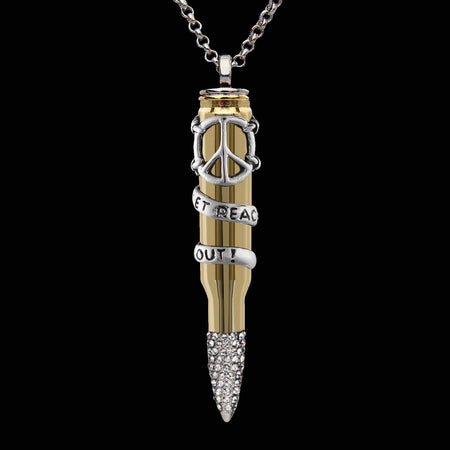 swarovski peace, peace pendant, peace necklace, peace accessories, let peace out, bullet jewelry, bullets 4 peace, bullet pendant, bullet gift,