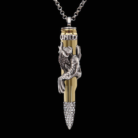 swarovski koi fish, swarovski pisces, stanless steel pisces pendant, fish pendant, unity pendant, pisces pendant, pisces necklace, pisces jewelry, bullet jewelry, Sterling Silver Bullet, bullets 4 peace, bullet pendant,