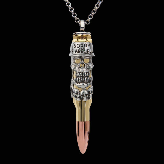 海外セレブ愛用 bullets 4 peace ネックレス Bullet jewelry: Signature Sterling Silver Skull – Bullets 4 Peace