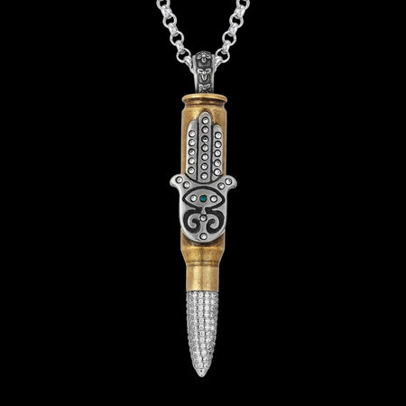 Couture Antique Brass "Hamsa" - Clear Swarovski