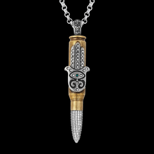 Couture Antique Brass "Hamsa" - Clear Swarovski