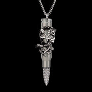 bullet design, stainless steel snake, rose and snack, pendant, bullet fashion,