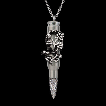 bullet design, stainless steel snake, rose and snack, pendant, bullet fashion,