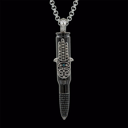 Couture Gun Metal "Hamsa" - Black Swarovski