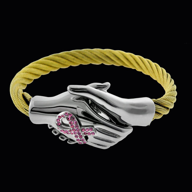 Lend a Hand Bracelet For Breast Cancer - Gold