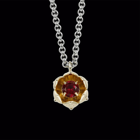 Gold Lotus Flower with Ruby