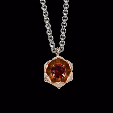 Rose Gold Lotus Flower with Ruby