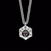 Silver Lotus Flower with Ruby