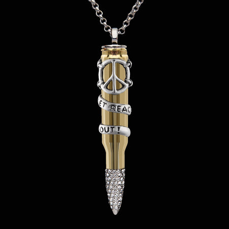 swarovski peace, peace pendant, peace necklace, peace accessories, let peace out, bullet jewelry, bullets 4 peace, bullet pendant, bullet gift, 