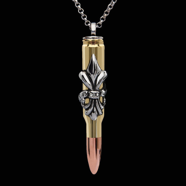 bullet design, yoga accessories, fleur de lys pendant, peace victory, stainless steel fleur de lys,  
