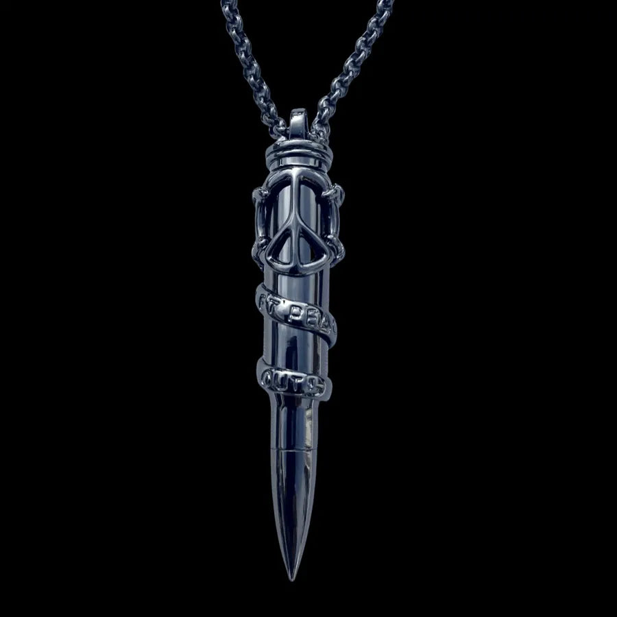 Let Peace Out pendant in matte black
